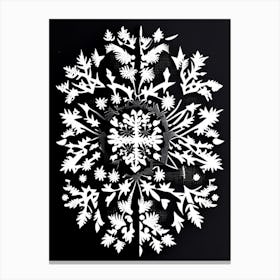 Winter Snowflake Pattern, Snowflakes, Linocut 3 Canvas Print