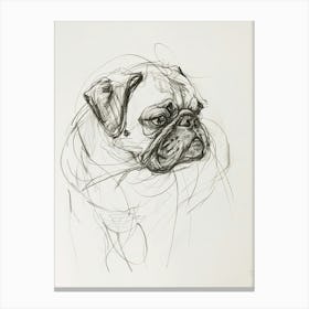 Pug Dog Charcoal Line 3 Canvas Print
