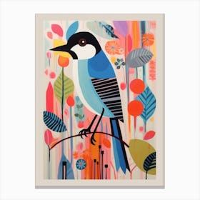 Colourful Scandi Bird Carolina Chickadee 3 Canvas Print