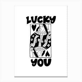 Lucky You,Black, Playing Cards, Art, Design, Wall Print Canvas Print