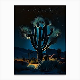 Joshua Trees At Night Vintage Botanical Line Drawing  (2) Canvas Print