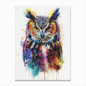 Owl Colourful Watercolour 2 Canvas Print