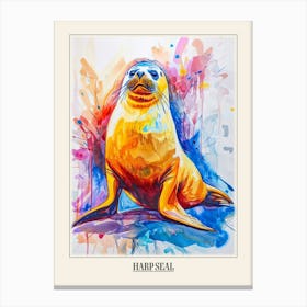Harp Seal Colourful Watercolour 3 Poster Canvas Print