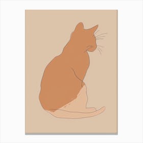 Cat Sitting - Boho, Line Art 3 Canvas Print