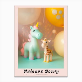 Pastel Toy Unicorn & Toy Giraffe 2 Poster Canvas Print