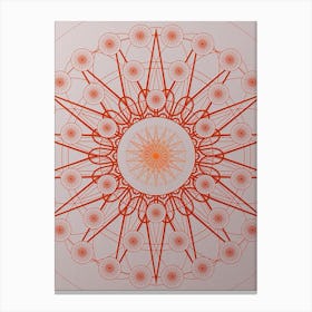 Geometric Abstract Glyph Circle Array in Tomato Red n.0028 Canvas Print