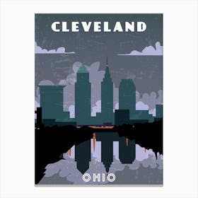 Cleveland, Ohio, USA — Retro travel minimalist poster Canvas Print