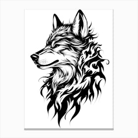 Wolf Head tribal flaming Canvas Print