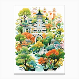 Osaka Castle Park Japan Modern Illustration 2 Canvas Print