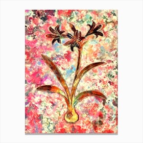 Impressionist Amaryllis Botanical Painting in Blush Pink and Gold Canvas Print