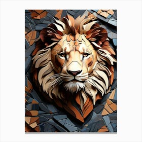 Mosaic Lion Head Canvas Print