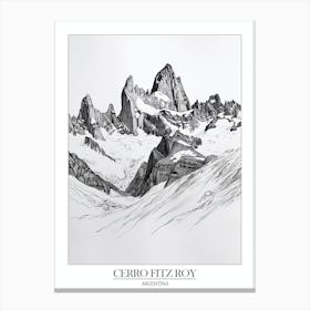 Cerro Fitz Roy Argentina Line Drawing 2 Poster Canvas Print