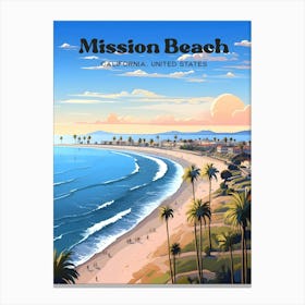 Mission Beach California United States Fun Modern Travel Art Canvas Print