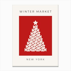 Winter Market | 08 - Christmas Tree Red Canvas Print