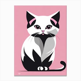 Playful cat On Solid pink Background, modern animal art, cat Canvas Print