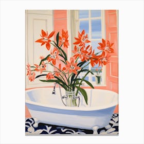A Bathtube Full Of Amaryllis In A Bathroom 4 Canvas Print