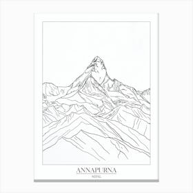 Annapurna Nepal Line Drawing 5 Poster Canvas Print