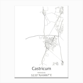 Castricum,Netherlands Minimalist Map Canvas Print