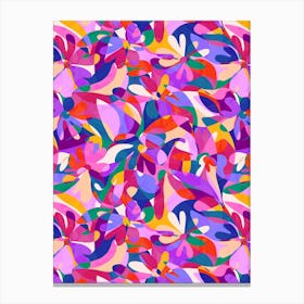 Abstract Flowers - Pink Multi Canvas Print