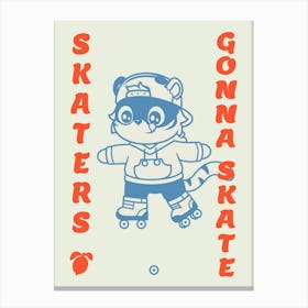 Skater gonna skate / Roller-Skater — Retrowave poster, sport poster, anime print, manga poster Canvas Print