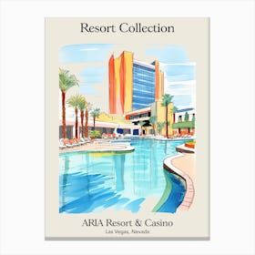 Poster Of Aria Resort Collection & Casino   Las Vegas, Nevada  Resort Collection Storybook Illustration 2 Canvas Print