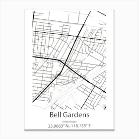 Bell,United States Minimalist Map 1 Canvas Print