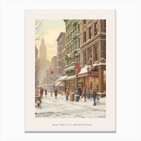 Vintage Winter Poster New York City Usa 4 Canvas Print