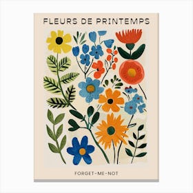 Spring Floral French Poster  Forget Me Not 2 Canvas Print