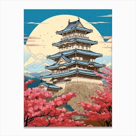 Himeji Castle, Japan Vintage Travel Art 1 Canvas Print
