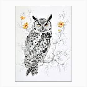 African Wood Owl Drawing 2 Canvas Print