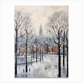 Winter City Park Painting Westerpark Amsterdam Netherlands 3 Canvas Print