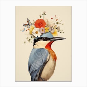 Bird With A Flower Crown Swallow 4 Canvas Print