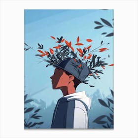 Man With Leaves On His Head 1 Canvas Print