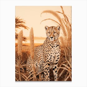 Illustration Of A Cheetah In The Grass Canvas Print