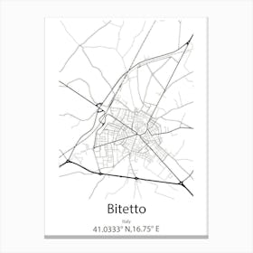 Bitetto,Italy Minimalist Map Canvas Print