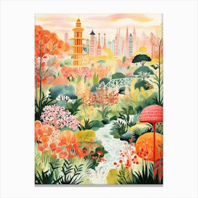 Gardens By The Bay, Singapore In Autumn Fall Illustration 2 Canvas Print