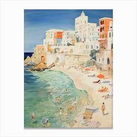 Polignano A Mare, Puglia   Italy Beach Club Lido Watercolour 3 Canvas Print