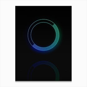 Neon Blue and Green Abstract Geometric Glyph on Black n.0359 Canvas Print