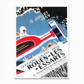 1959 Rouen Les Essarts Grand Prix Automobile Race Poster Canvas Print