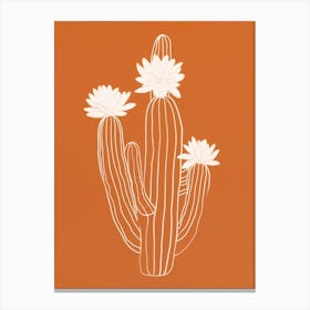 Cactus Line Drawing Echinocereus Cactus 1 Canvas Print