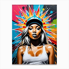 Graffiti Mural Of Beautiful Hip Hop Girl 41 Canvas Print