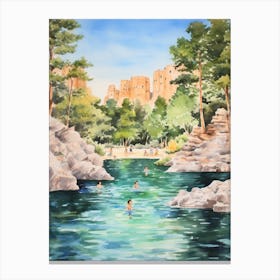 Swimming In Corsica France 4 Watercolour Canvas Print