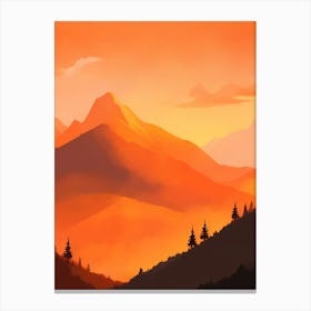 Misty Mountains Vertical Composition In Orange Tone 164 Canvas Print