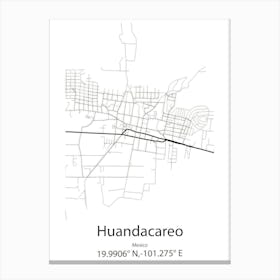 Huandacareo,Mexico Minimalist Map Canvas Print