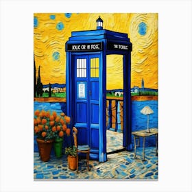 Tardis On The Terrace At Arles - Van Gogh inspired Art Print 14 Canvas Print