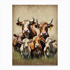 Family Of Cows Canvas Print