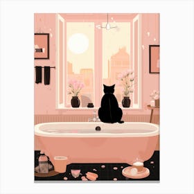 Cat In Bathroom 1 Canvas Print