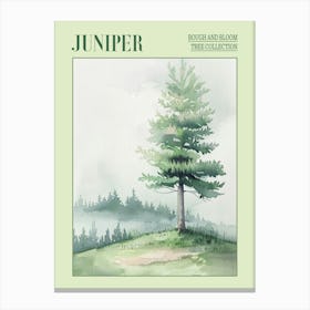 Juniper Tree Atmospheric Watercolour Painting 3 Poster Canvas Print
