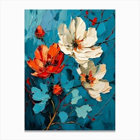 Flowers In Blue And White Canvas Print