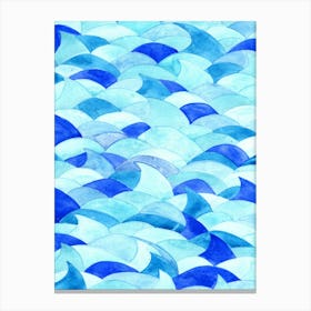 Blue And White Waves 2 Canvas Print